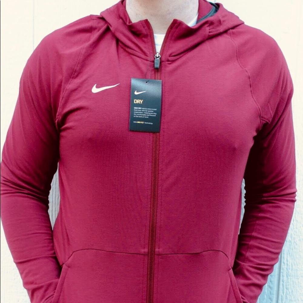 New Nike Maroon L Zip Up Athletic Hoodie